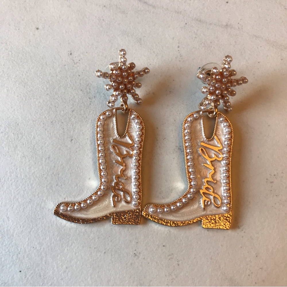 Bride Cowboy Boot Earrings - Picture 5 of 6